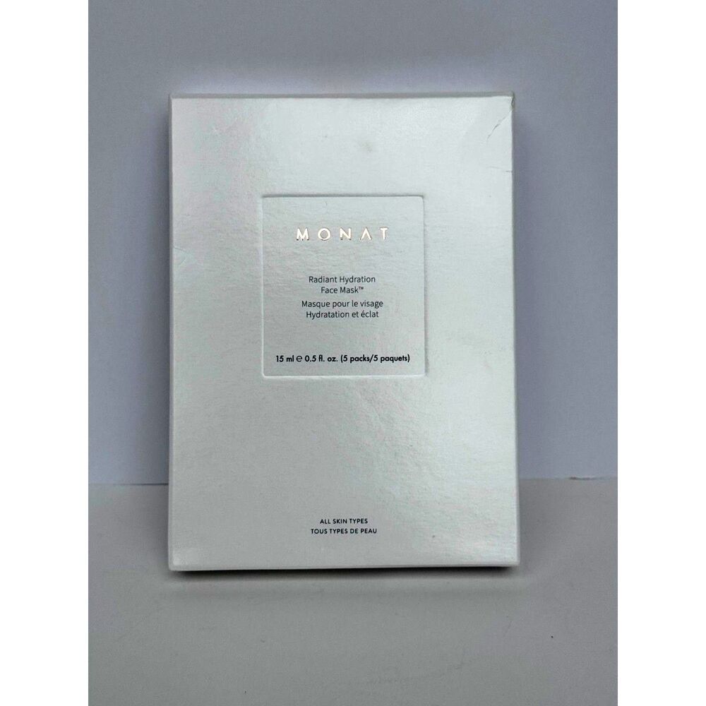 NIB MONAT Radiant Hydration Face Mask 5-Pack Set | Hyaluronic Glow